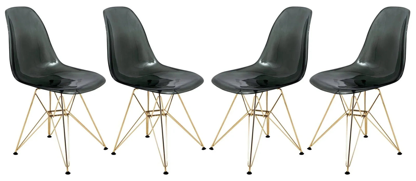 Cresco Molded Plastic Dining Chair with Gold Eifel Base Set of 4 - Elax Furniture