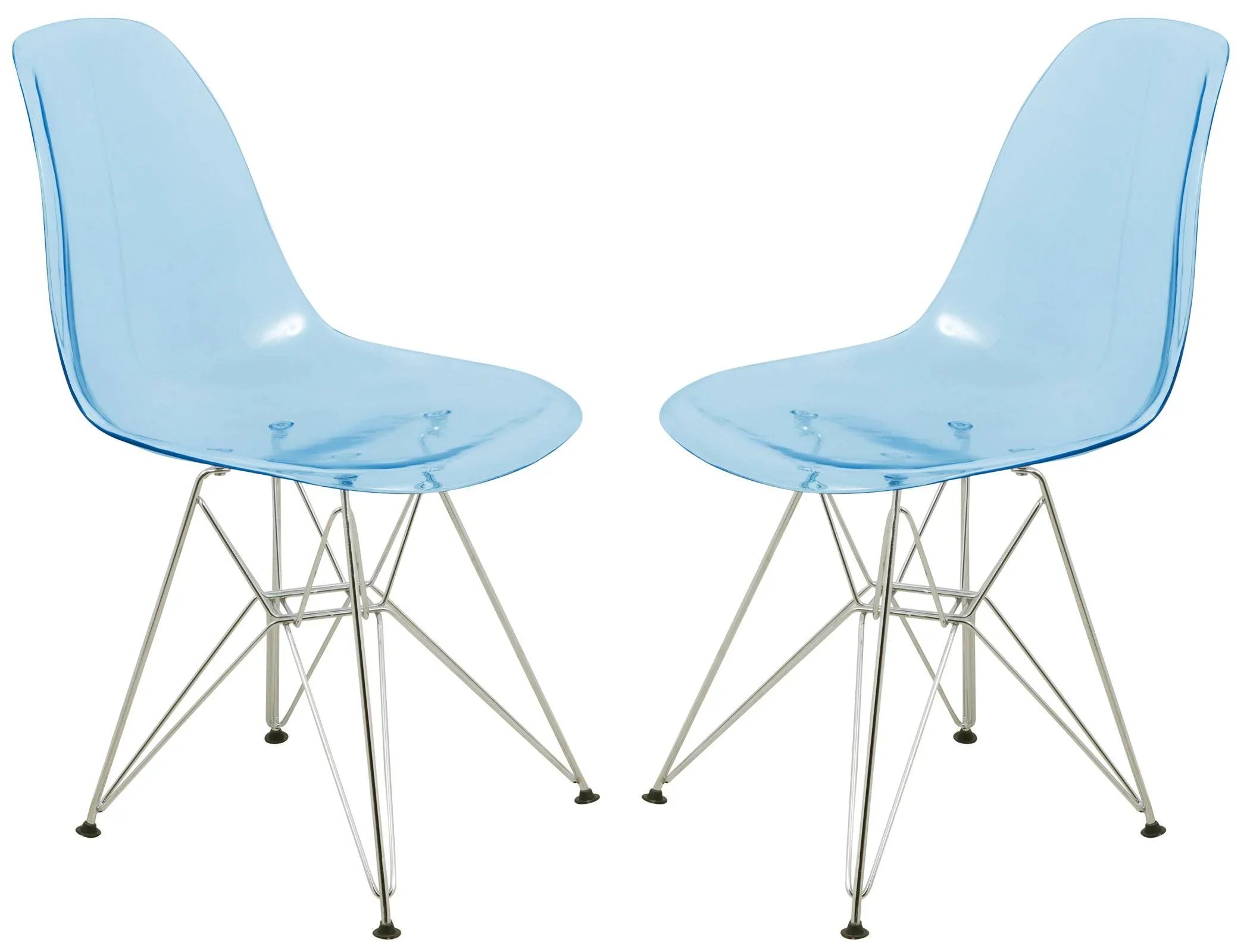 Cresco Molded Plastic Eiffel Side Chair With Chrome Legs Set of 2 - Elax Furniture