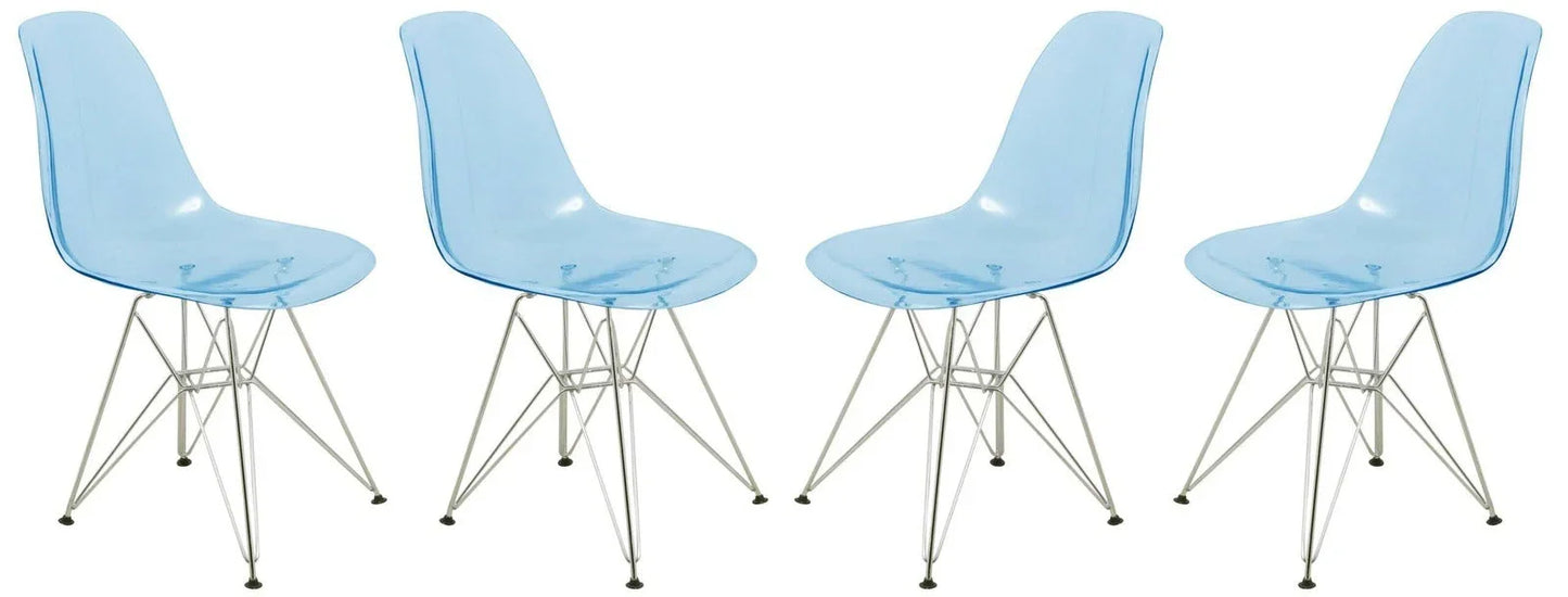 Cresco Molded Plastic Eiffel Side Chair With Chrome Legs Set of 4 - Elax Furniture