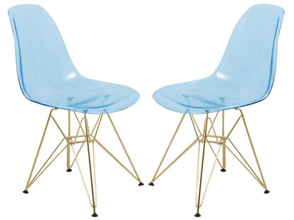 Cresco Modern Molded Eiffel Side Dining Chair with Gold Base Set of 2 - Elax Furniture