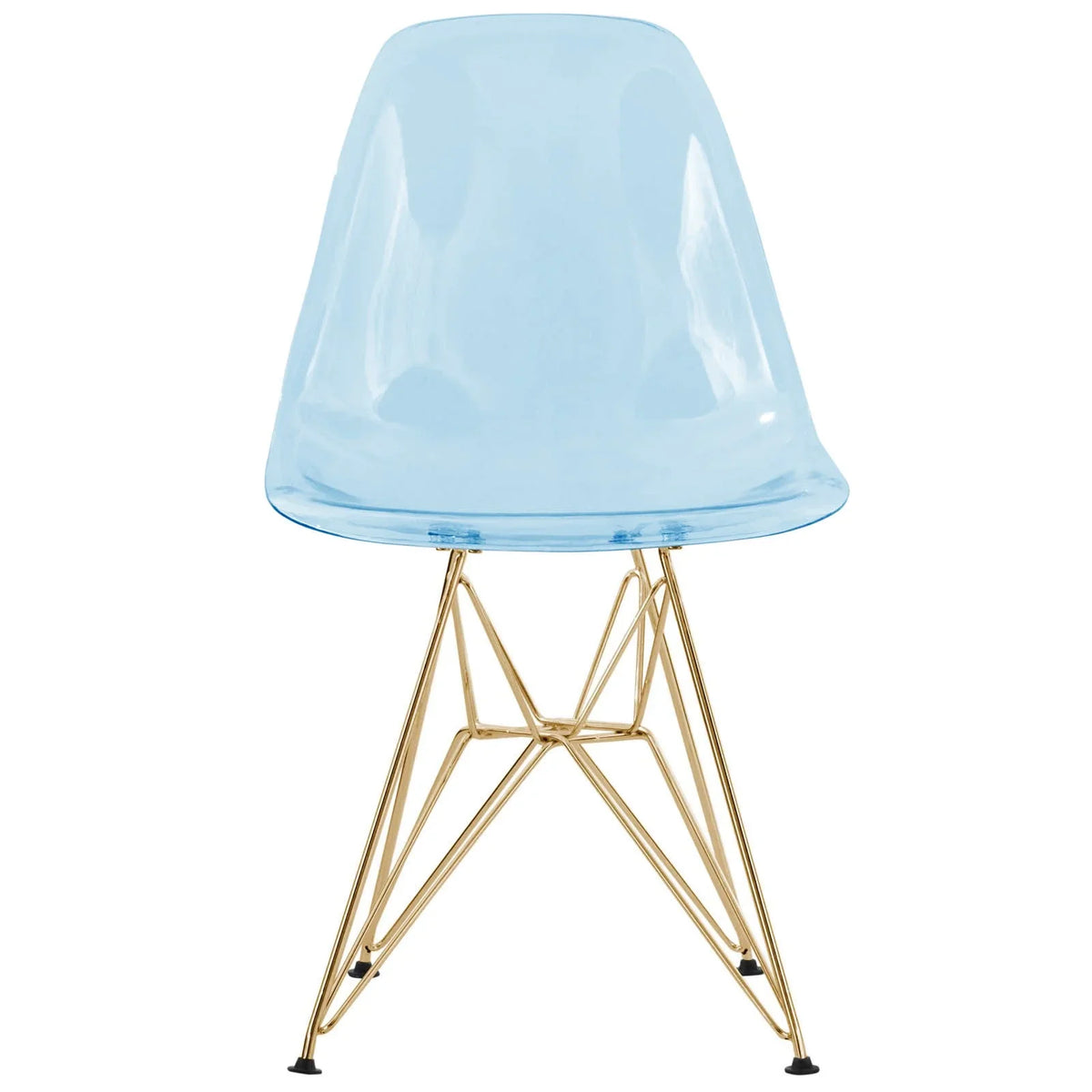 Cresco Modern Dining Side Chair in Curved Back Design with Multiple Base Options: Wood, Acrylic, Chrome & Gold Eiffel Design - Elax Furniture