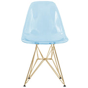 Cresco Modern Dining Side Chair in Curved Back Design with Multiple Base Options: Wood, Acrylic, Chrome & Gold Eiffel Design - Elax Furniture