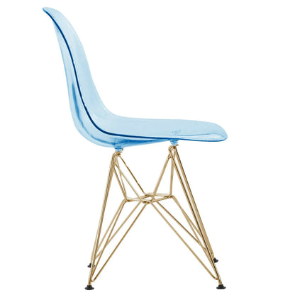 Cresco Modern Dining Side Chair in Curved Back Design with Multiple Base Options: Wood, Acrylic, Chrome & Gold Eiffel Design - Elax Furniture
