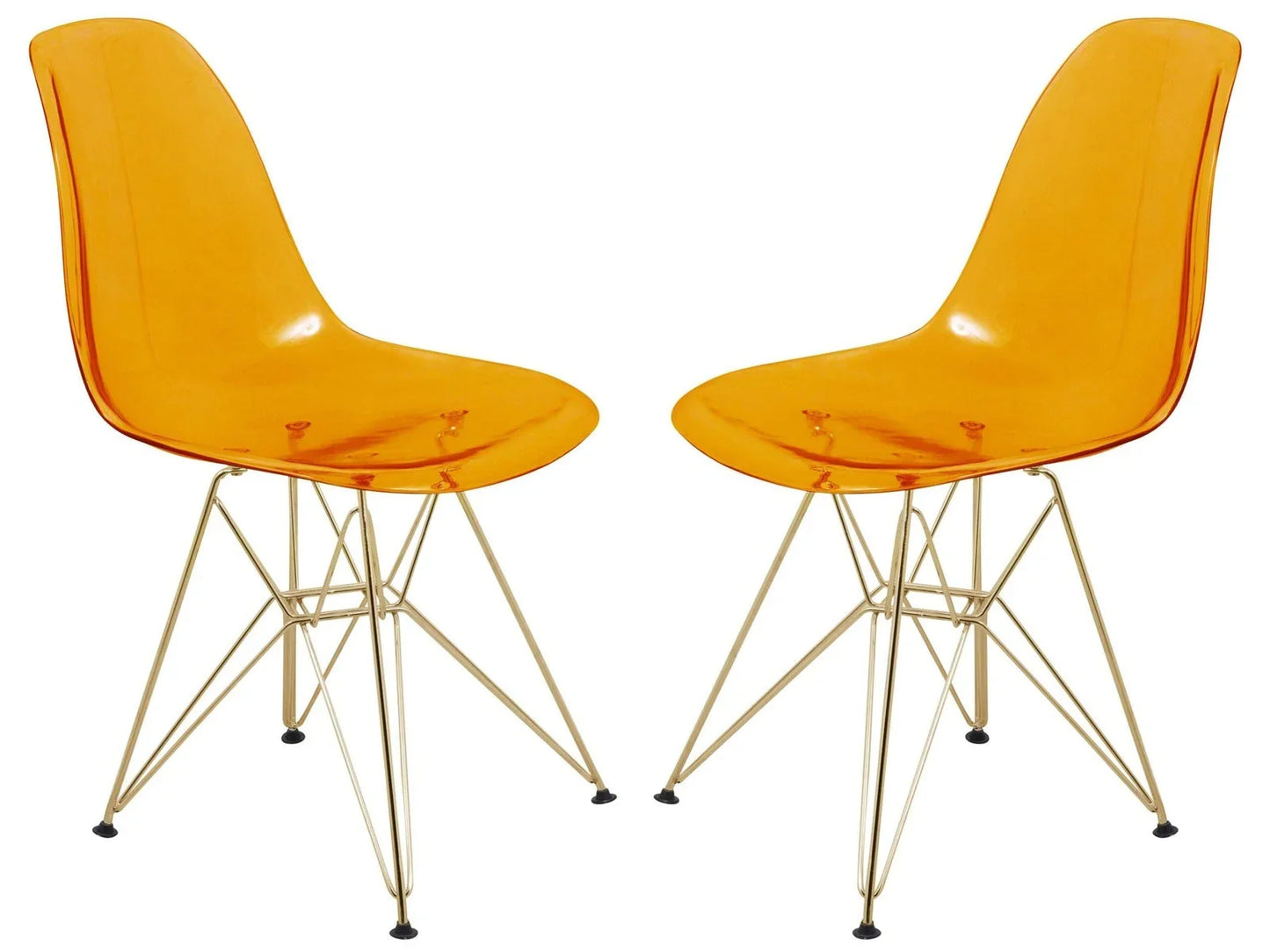 Cresco Modern Molded Eiffel Side Dining Chair with Gold Base Set of 2 - Elax Furniture