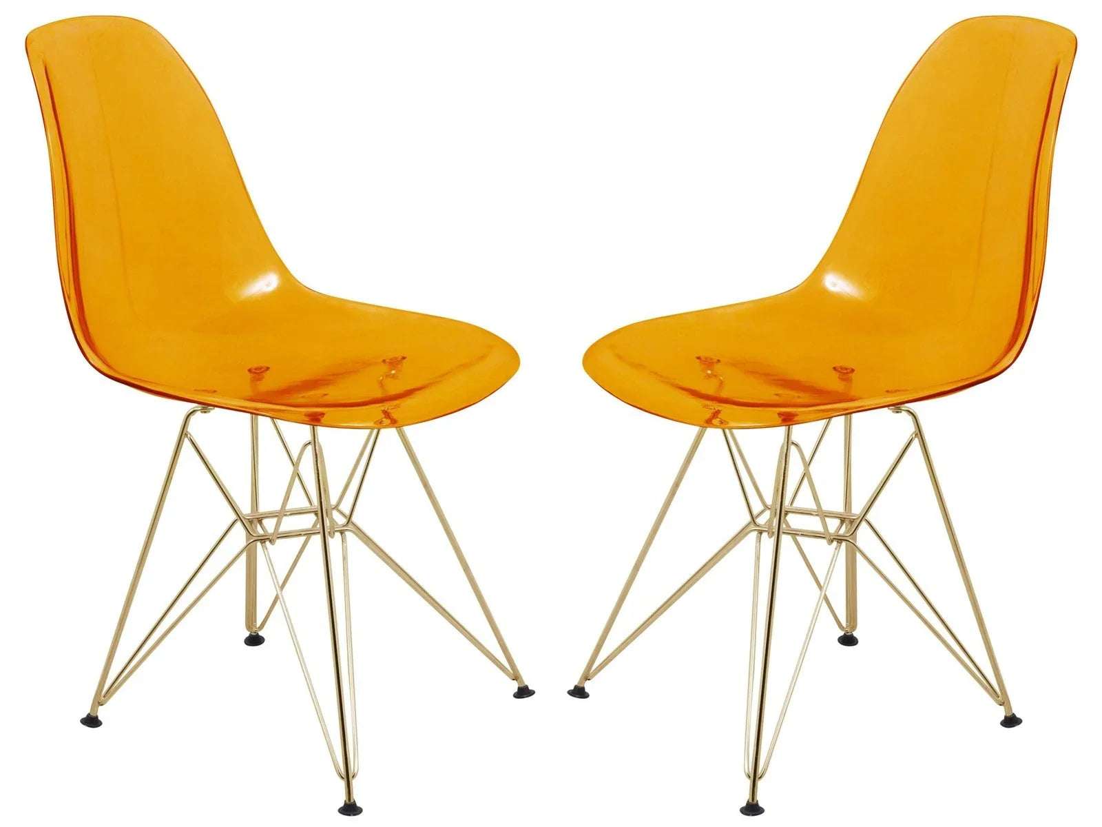Cresco Modern Molded Eiffel Side Dining Chair with Gold Base Set of 2 - Elax Furniture