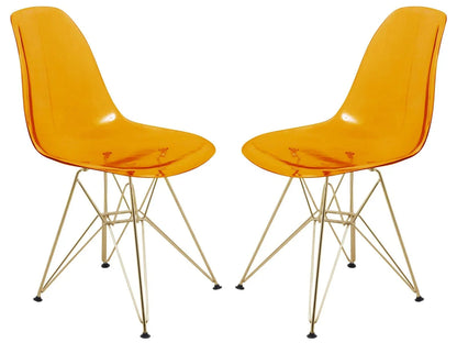 Cresco Modern Molded Eiffel Side Dining Chair with Gold Base Set of 2 - Elax Furniture