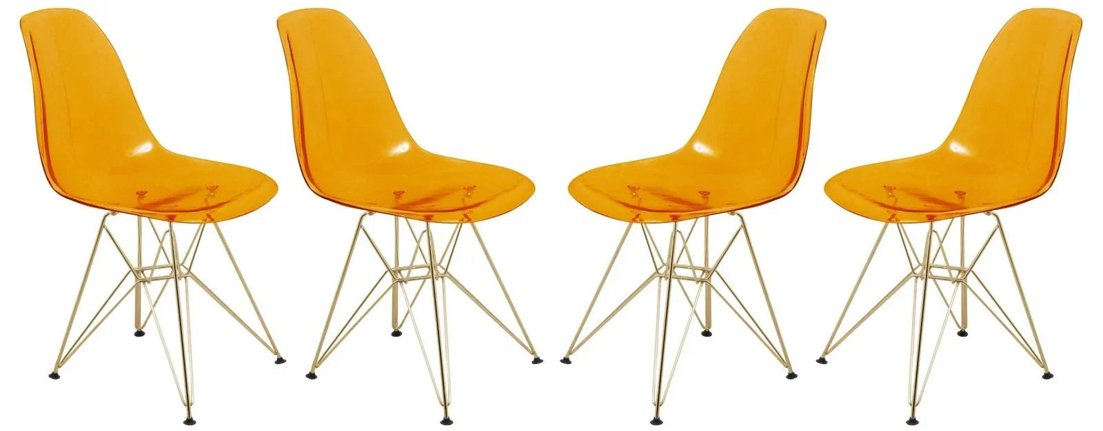 Cresco Molded Plastic Dining Chair with Gold Eifel Base Set of 4 - Elax Furniture