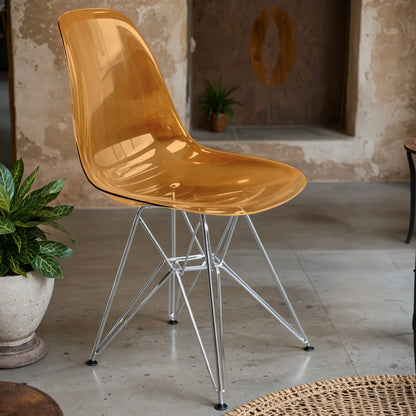 Cresco Modern Dining Side Chair in Curved Back Design with Multiple Base Options: Wood, Acrylic, Chrome & Gold Eiffel Design - Elax Furniture