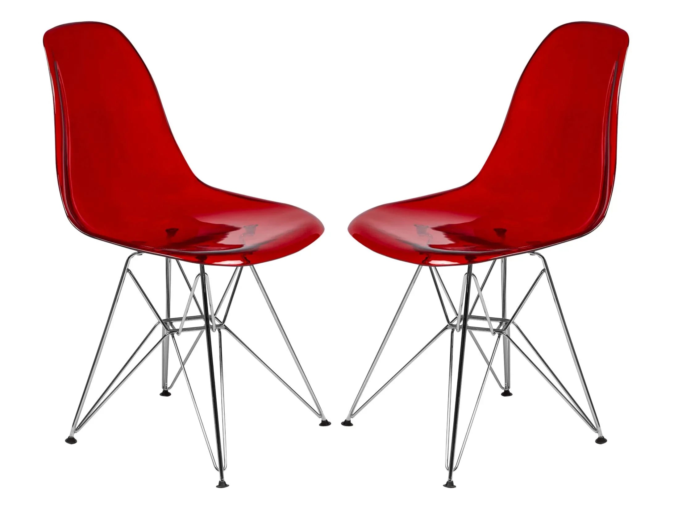 Cresco Molded Plastic Eiffel Side Chair With Chrome Legs Set of 2 - Elax Furniture
