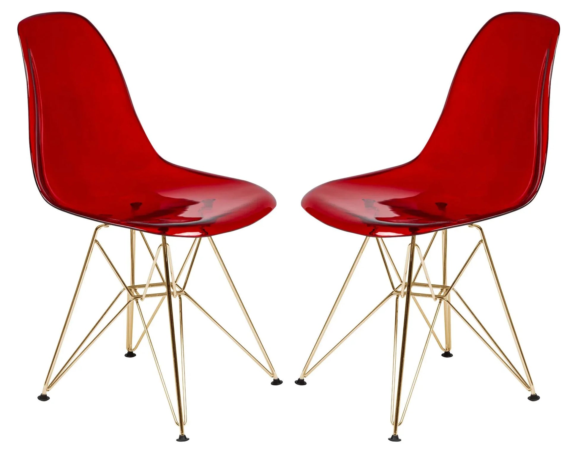 Cresco Modern Molded Eiffel Side Dining Chair with Gold Base Set of 2 - Elax Furniture