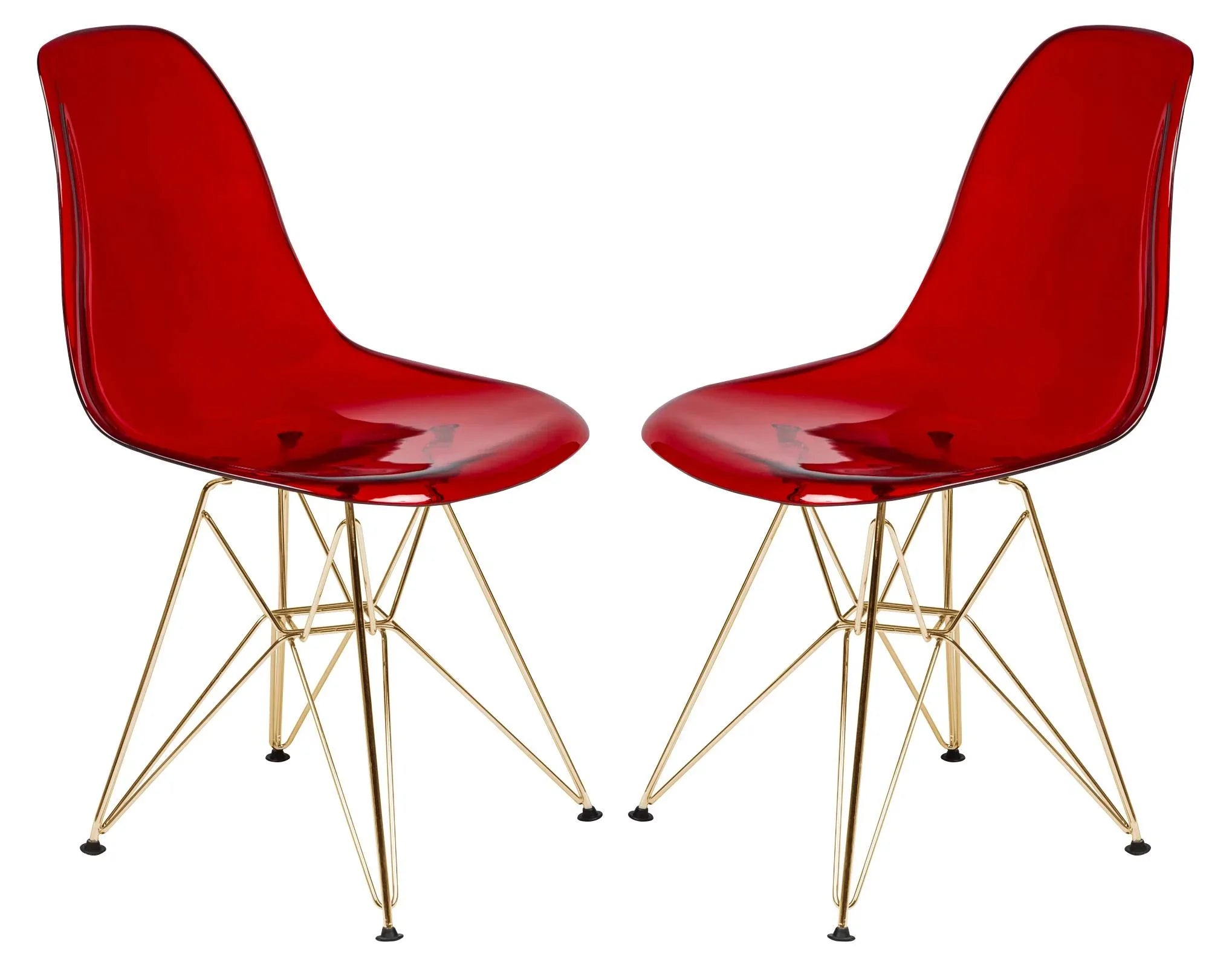 Cresco Modern Molded Eiffel Side Dining Chair with Gold Base Set of 2 - Elax Furniture