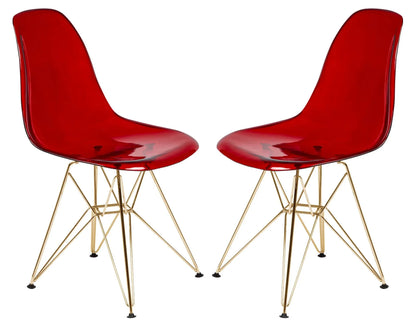 Cresco Modern Molded Eiffel Side Dining Chair with Gold Base Set of 2 - Elax Furniture