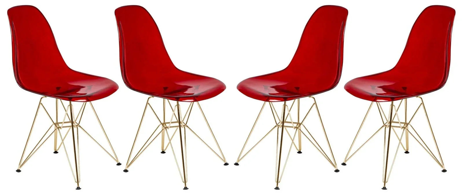 Cresco Molded Plastic Dining Chair with Gold Eifel Base Set of 4 - Elax Furniture