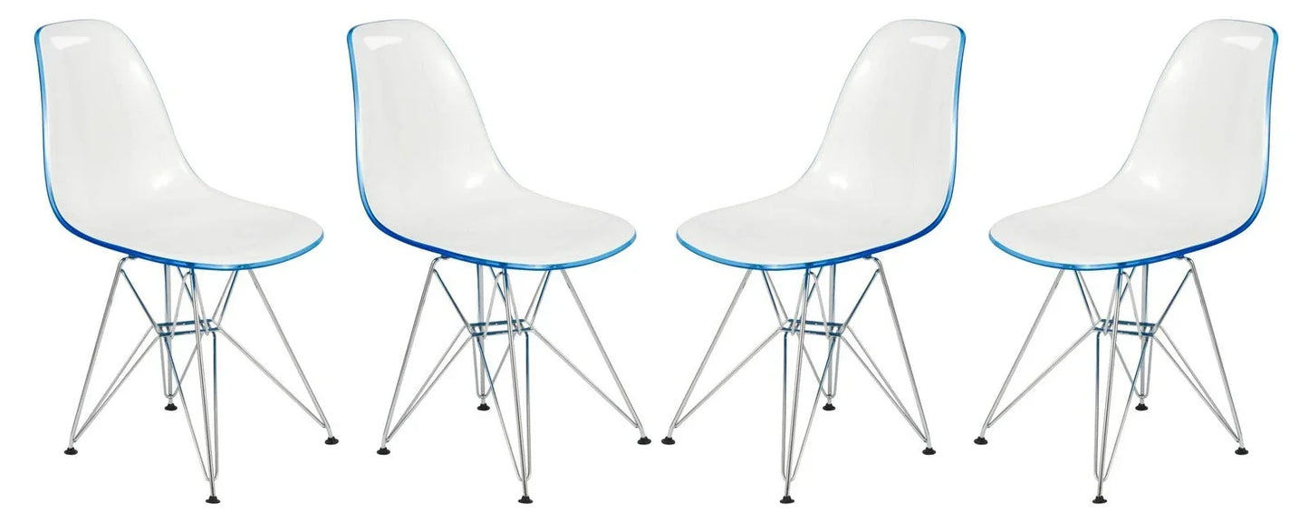 Cresco Molded Plastic Eiffel Side Chair With Chrome Legs Set of 4 - Elax Furniture