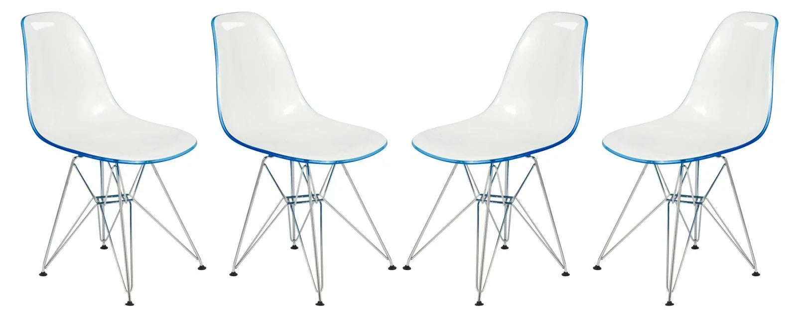 Cresco Molded Plastic Eiffel Side Chair With Chrome Legs Set of 4 - Elax Furniture