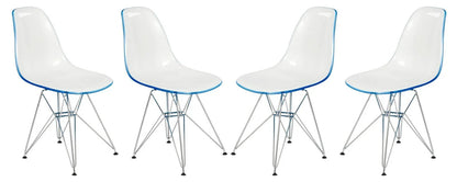 Cresco Molded Plastic Eiffel Side Chair With Chrome Legs Set of 4 - Elax Furniture