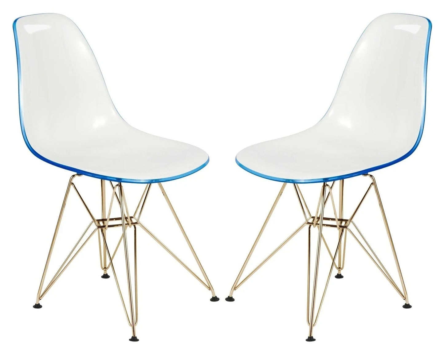 Cresco Modern Molded Eiffel Side Dining Chair with Gold Base Set of 2 - Elax Furniture