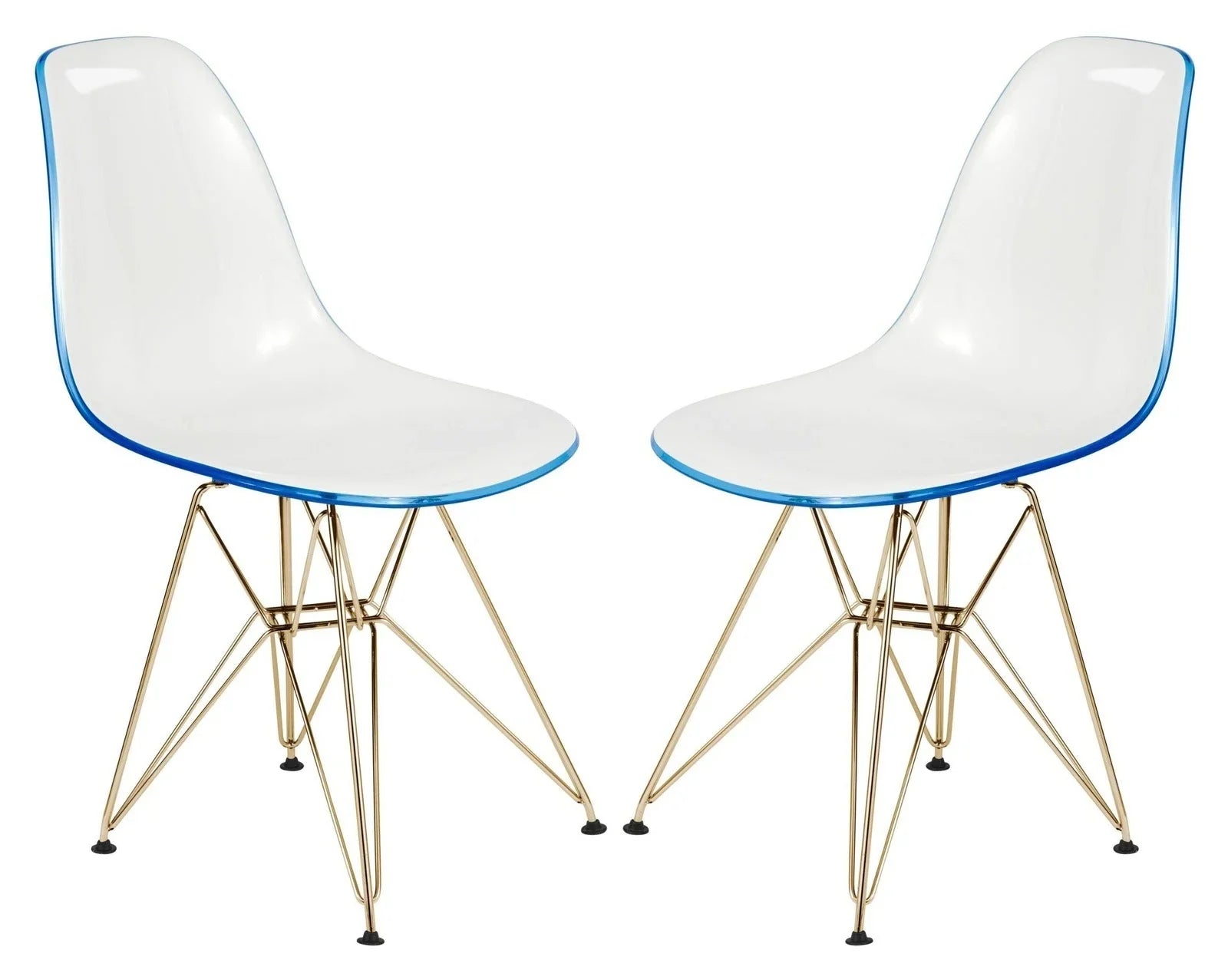 Cresco Modern Molded Eiffel Side Dining Chair with Gold Base Set of 2 - Elax Furniture