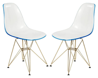 Cresco Modern Molded Eiffel Side Dining Chair with Gold Base Set of 2 - Elax Furniture