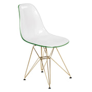 Cresco Modern Dining Side Chair in Curved Back Design with Multiple Base Options: Wood, Acrylic, Chrome & Gold Eiffel Design - Elax Furniture