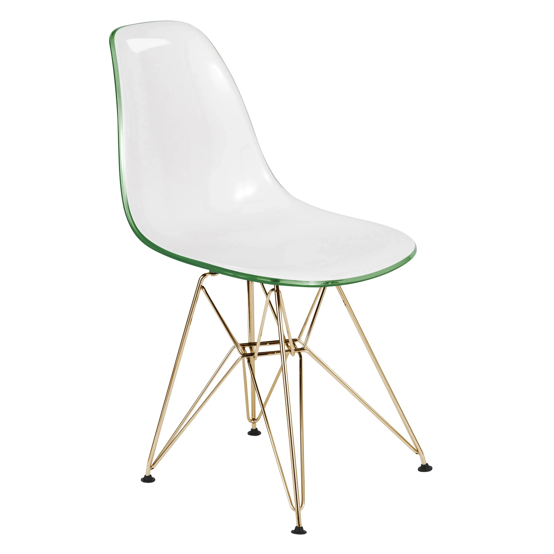Cresco Modern Dining Side Chair in Curved Back Design with Multiple Base Options: Wood, Acrylic, Chrome & Gold Eiffel Design - Elax Furniture