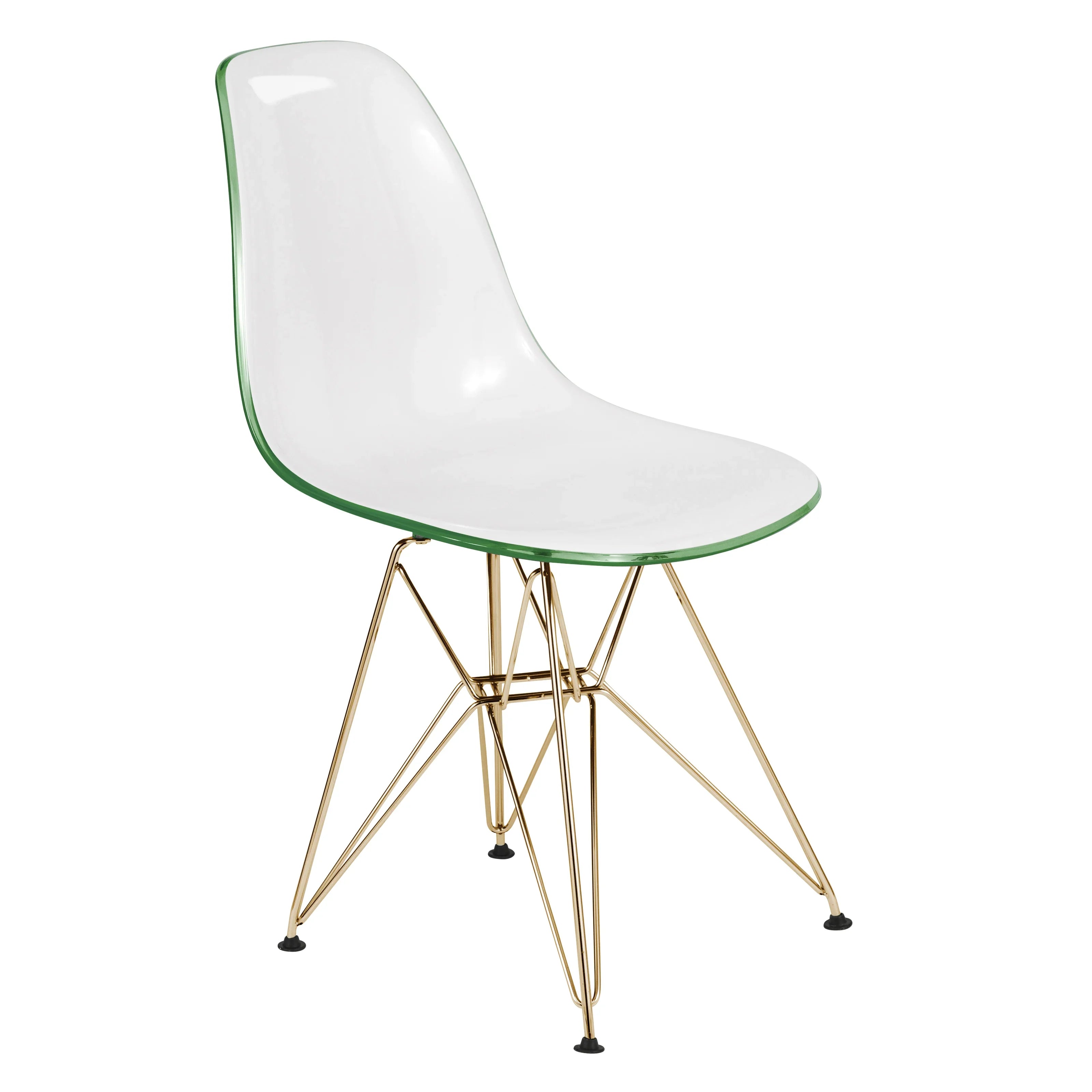 Cresco Modern Dining Side Chair in Curved Back Design with Multiple Base Options: Wood, Acrylic, Chrome & Gold Eiffel Design - Elax Furniture