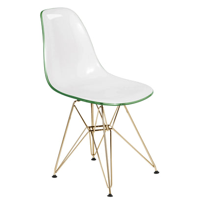 Cresco Modern Dining Side Chair in Curved Back Design with Multiple Base Options: Wood, Acrylic, Chrome & Gold Eiffel Design - Elax Furniture