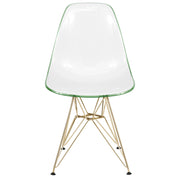 Cresco Modern Dining Side Chair in Curved Back Design with Multiple Base Options: Wood, Acrylic, Chrome & Gold Eiffel Design - Elax Furniture