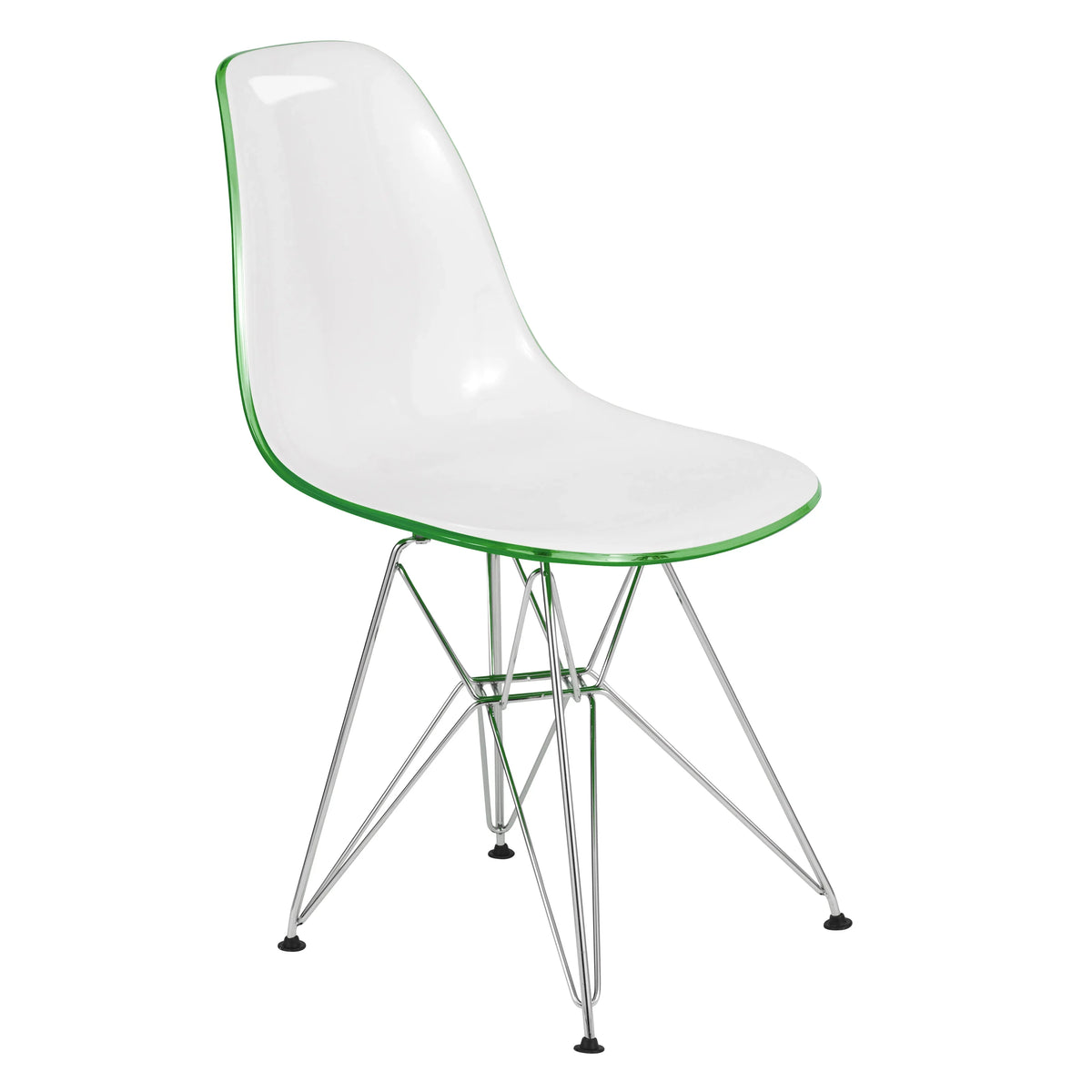 Cresco Modern Dining Side Chair in Curved Back Design with Multiple Base Options: Wood, Acrylic, Chrome & Gold Eiffel Design - Elax Furniture