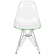 Cresco Modern Dining Side Chair in Curved Back Design with Multiple Base Options: Wood, Acrylic, Chrome & Gold Eiffel Design - Elax Furniture