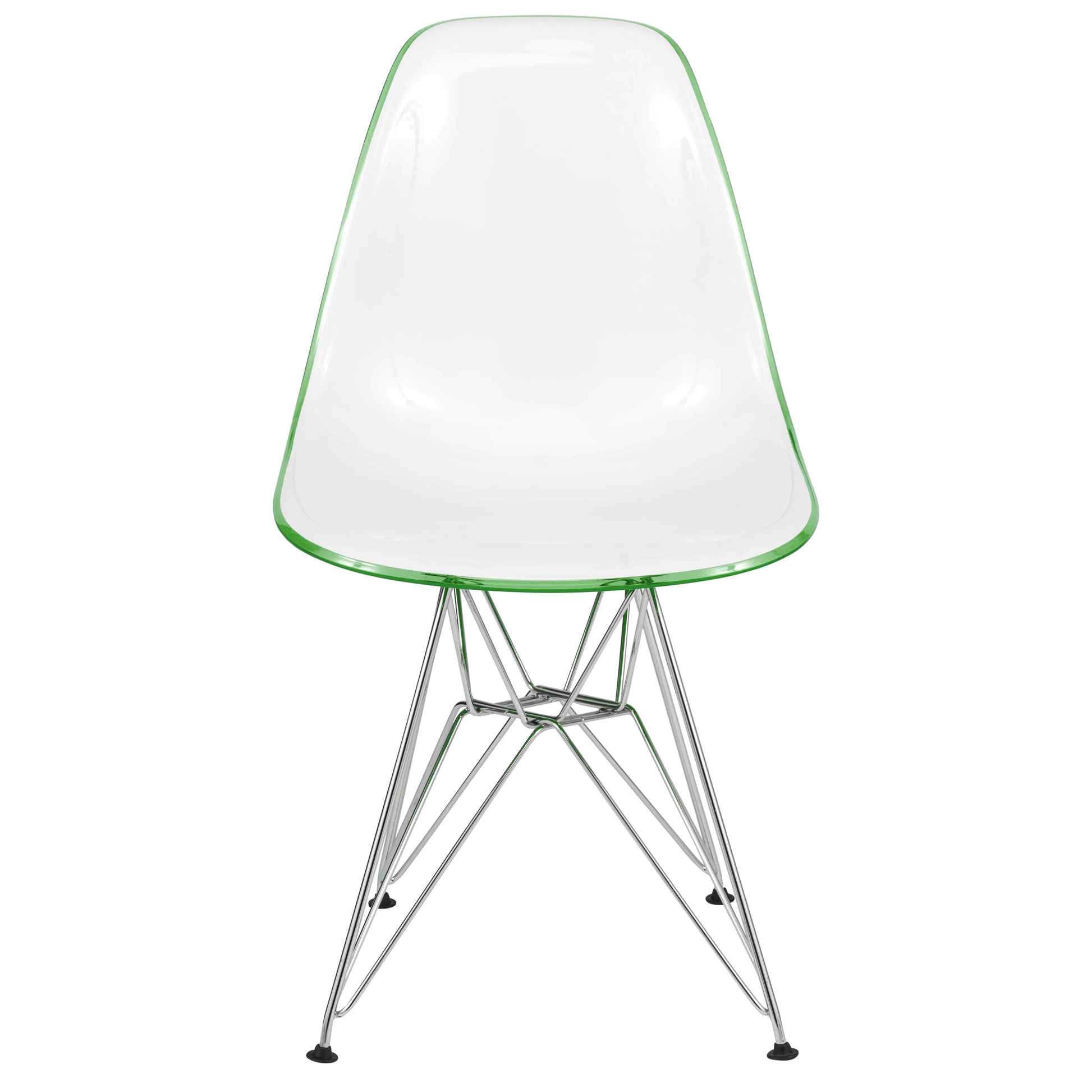 Cresco Modern Dining Side Chair in Curved Back Design with Multiple Base Options: Wood, Acrylic, Chrome & Gold Eiffel Design - Elax Furniture