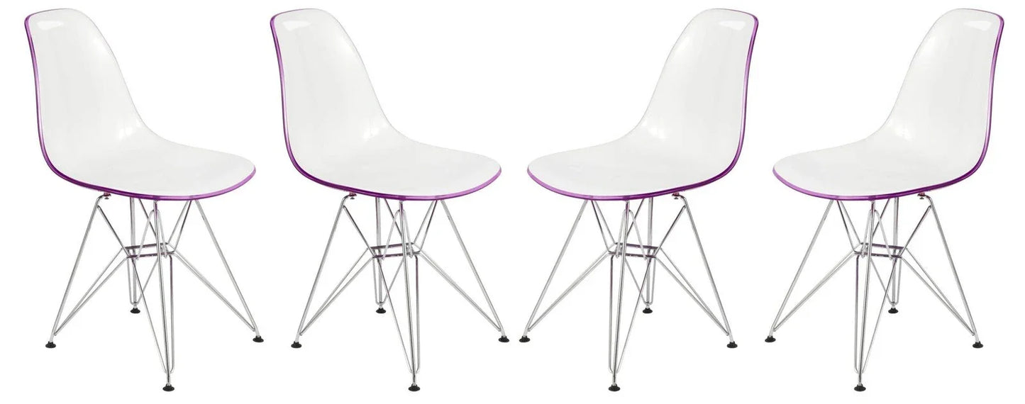 Cresco Molded Plastic Eiffel Side Chair With Chrome Legs Set of 4 - Elax Furniture
