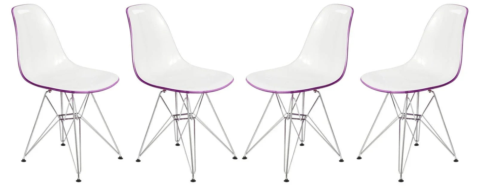Cresco Molded Plastic Eiffel Side Chair With Chrome Legs Set of 4 - Elax Furniture