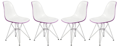 Cresco Molded Plastic Eiffel Side Chair With Chrome Legs Set of 4 - Elax Furniture