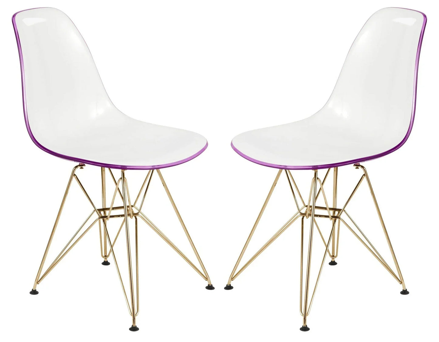 Cresco Modern Molded Eiffel Side Dining Chair with Gold Base Set of 2 - Elax Furniture