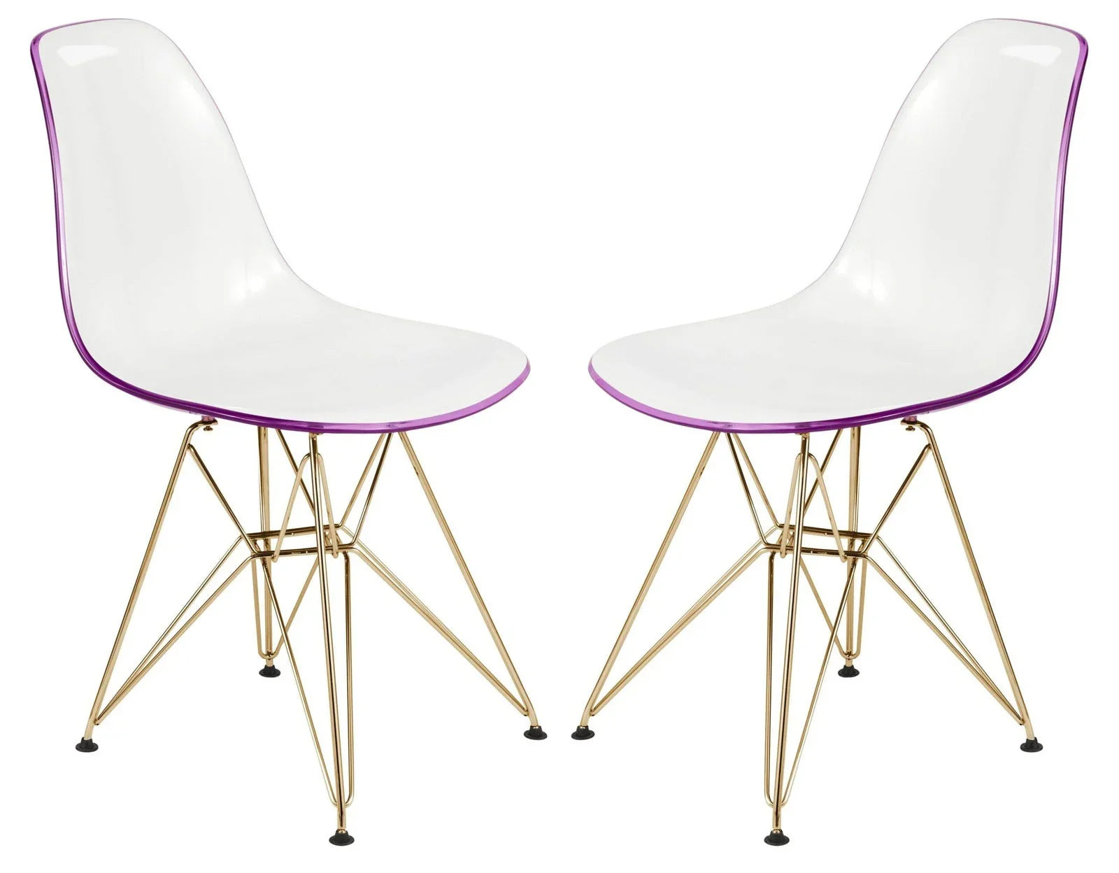 Cresco Modern Molded Eiffel Side Dining Chair with Gold Base Set of 2 - Elax Furniture