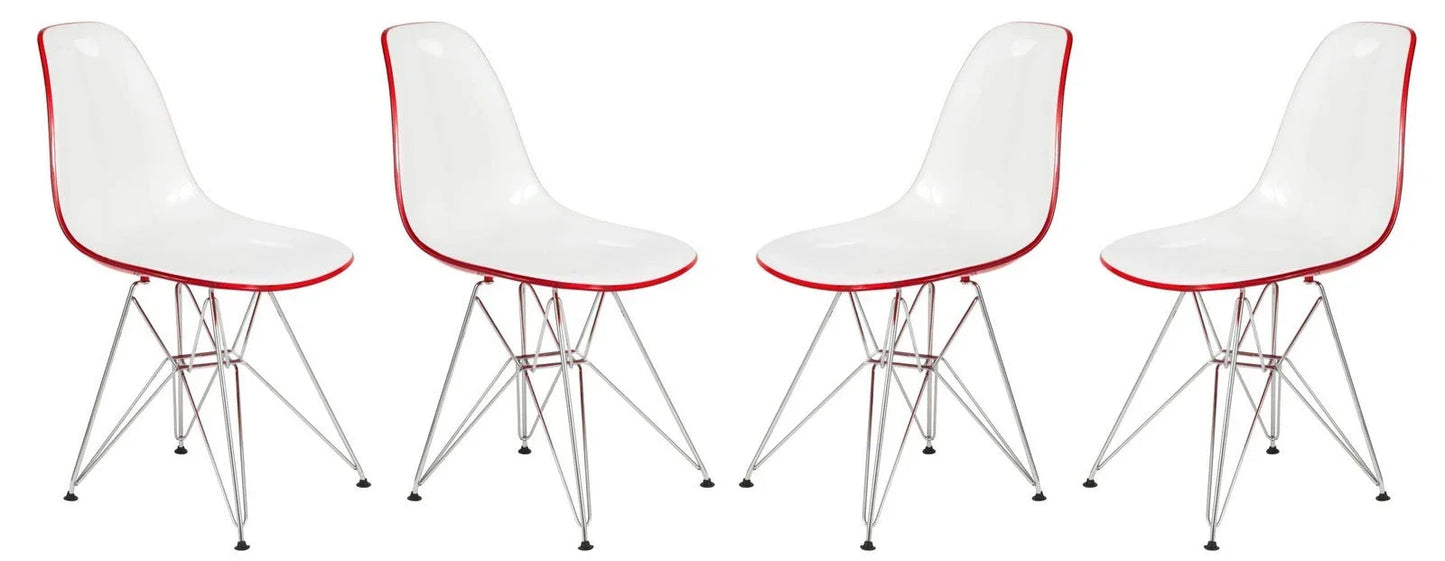 Cresco Molded Plastic Eiffel Side Chair With Chrome Legs Set of 4 - Elax Furniture