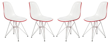 Cresco Molded Plastic Eiffel Side Chair With Chrome Legs Set of 4 - Elax Furniture