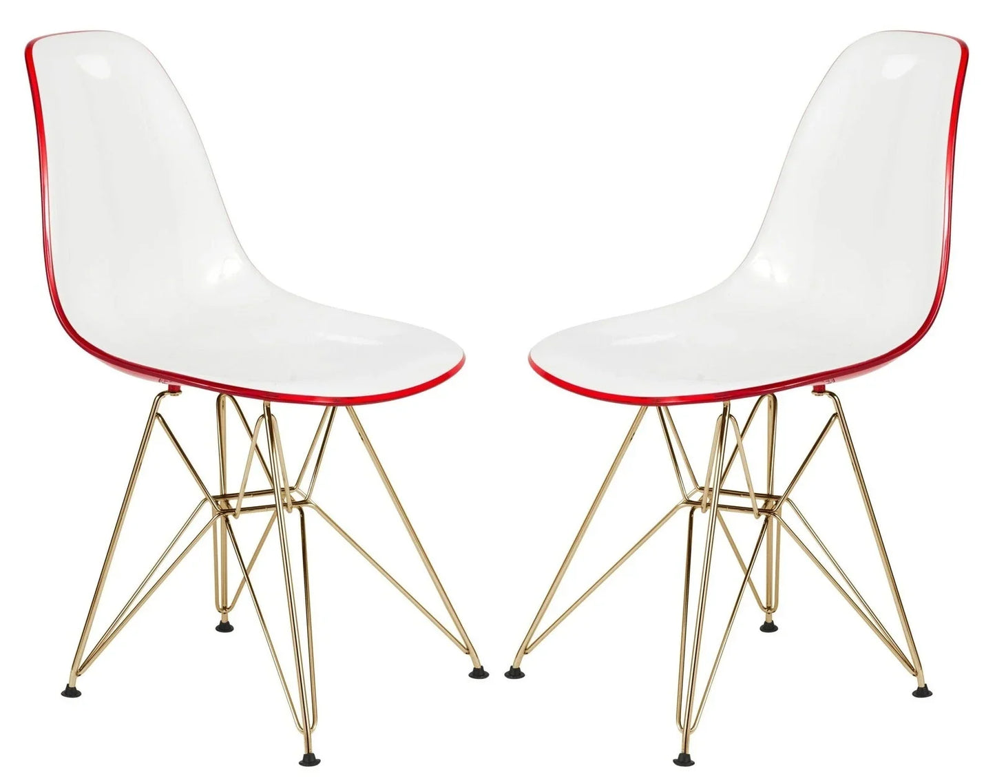 Cresco Modern Molded Eiffel Side Dining Chair with Gold Base Set of 2 - Elax Furniture