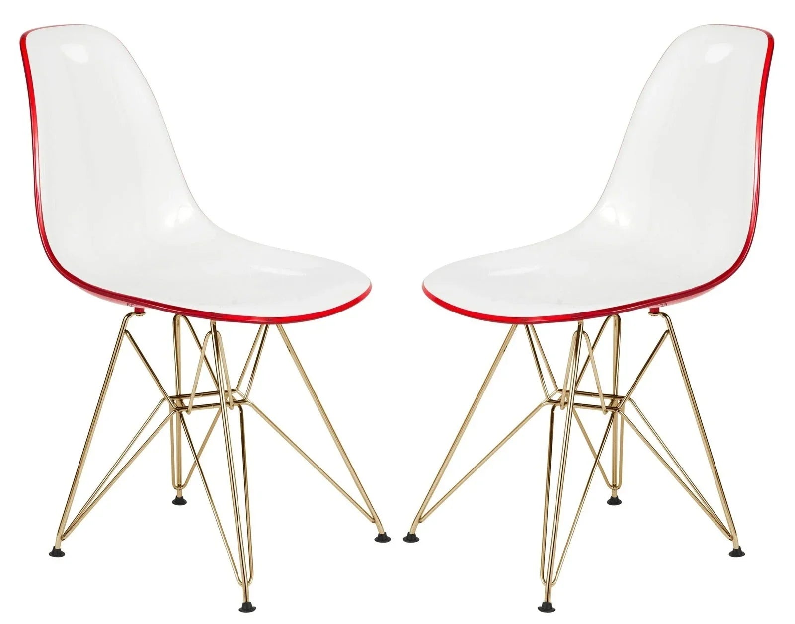 Cresco Modern Molded Eiffel Side Dining Chair with Gold Base Set of 2 - Elax Furniture