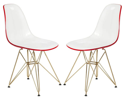 Cresco Modern Molded Eiffel Side Dining Chair with Gold Base Set of 2 - Elax Furniture