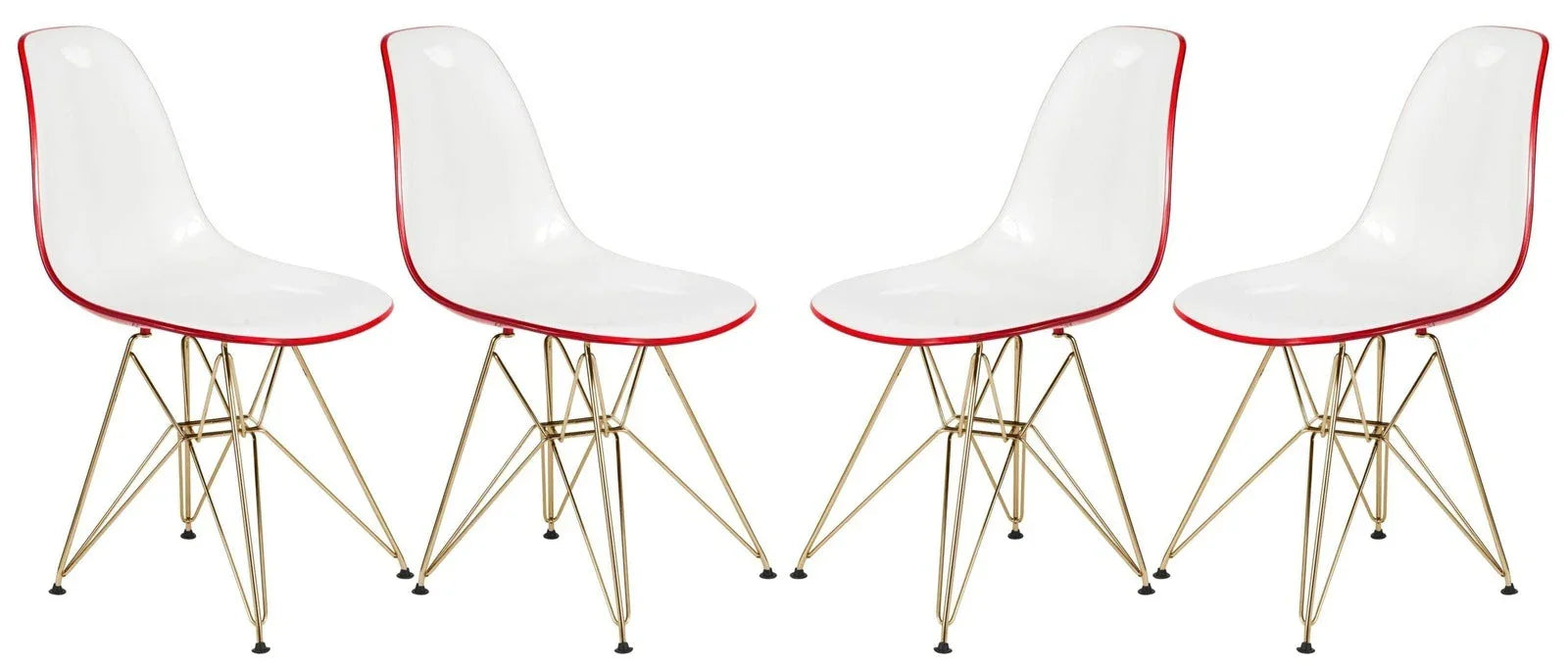 Cresco Molded Plastic Dining Chair with Gold Eifel Base Set of 4 - Elax Furniture