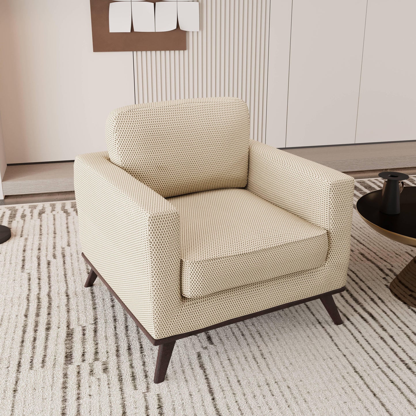 Chester Modern Leather Accent Arm Chair With Birch Wood Base - Elax Furniture