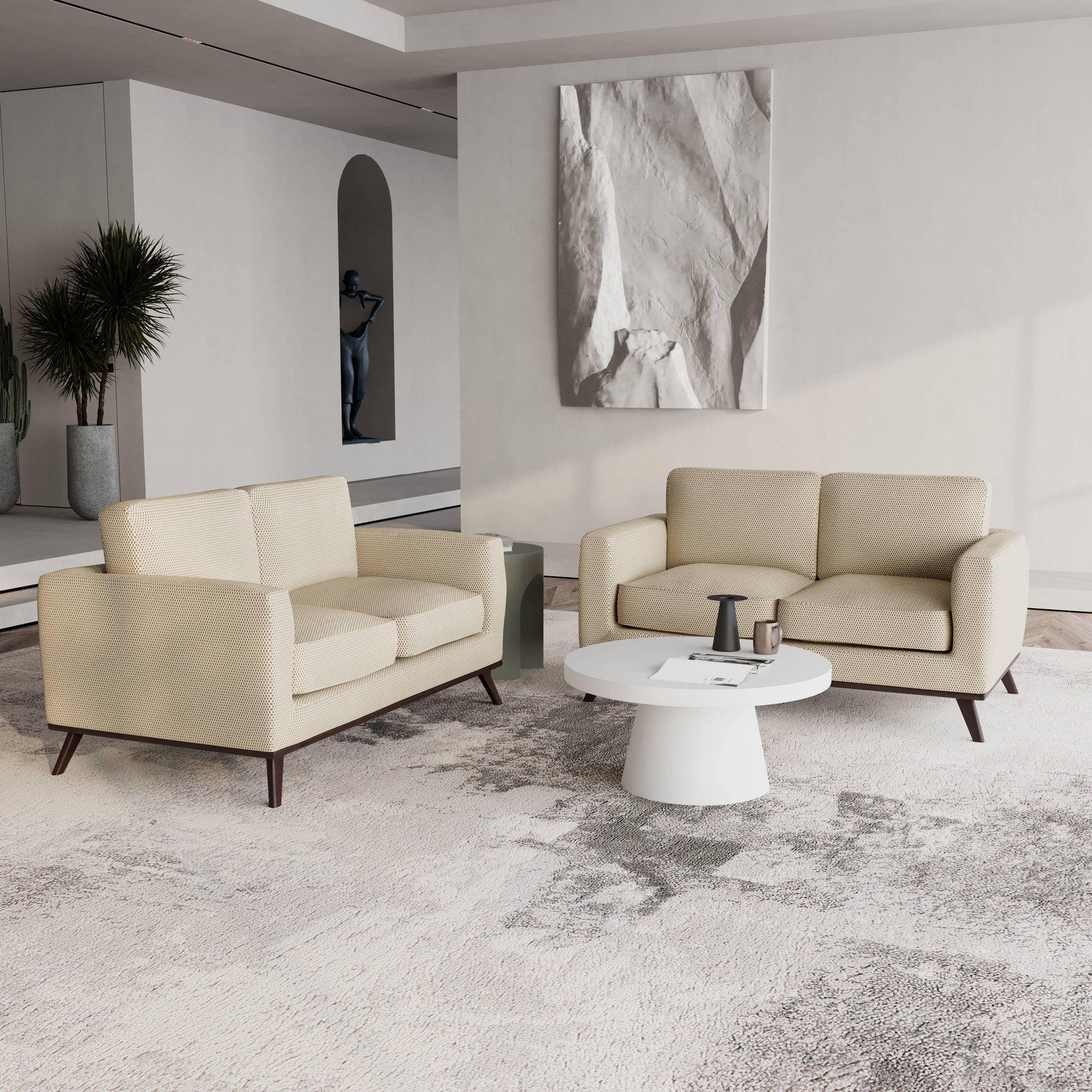 Birch Wood Base Leather/Mesh Loveseat - Chester Collection - Elax Furniture