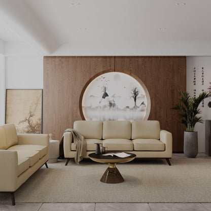 Chester 3-Seater Leather Full Size Sofa in Birch Wood Base - Elax Furniture