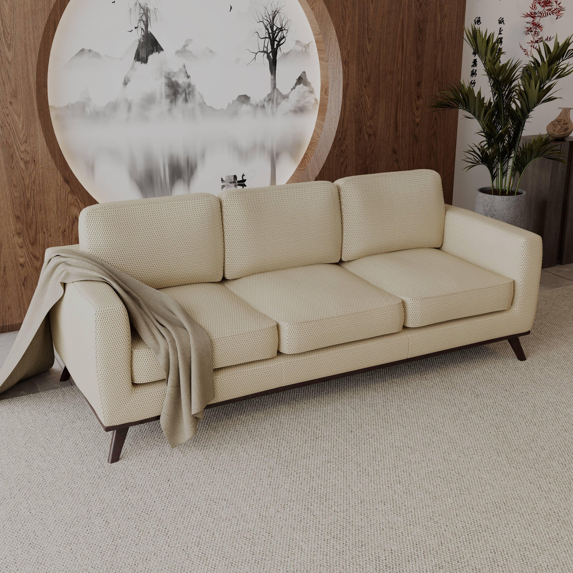 Chester 3-Seater Leather Full Size Sofa in Birch Wood Base - Elax Furniture