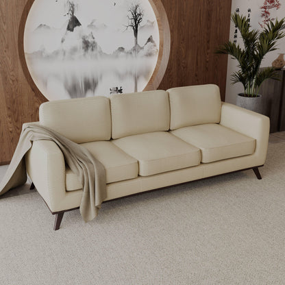 Chester 3-Seater Leather Full Size Sofa in Birch Wood Base - Elax Furniture