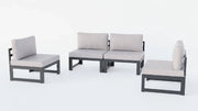 Chelsea 4-Piece Middle Patio Chairs Black Aluminum With Cushions - Elax Furniture