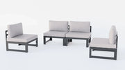 Chelsea 4-Piece Middle Patio Chairs Black Aluminum With Cushions - Elax Furniture