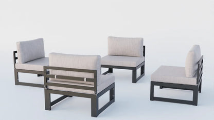 Chelsea 4-Piece Middle Patio Chairs Black Aluminum With Cushions - Elax Furniture